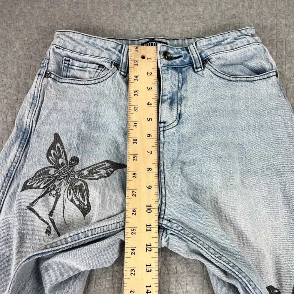 Hot Topic Skeleton Fairy Jeans Women 1/26x30 Light Blue Wide Leg Goth Fairycore
